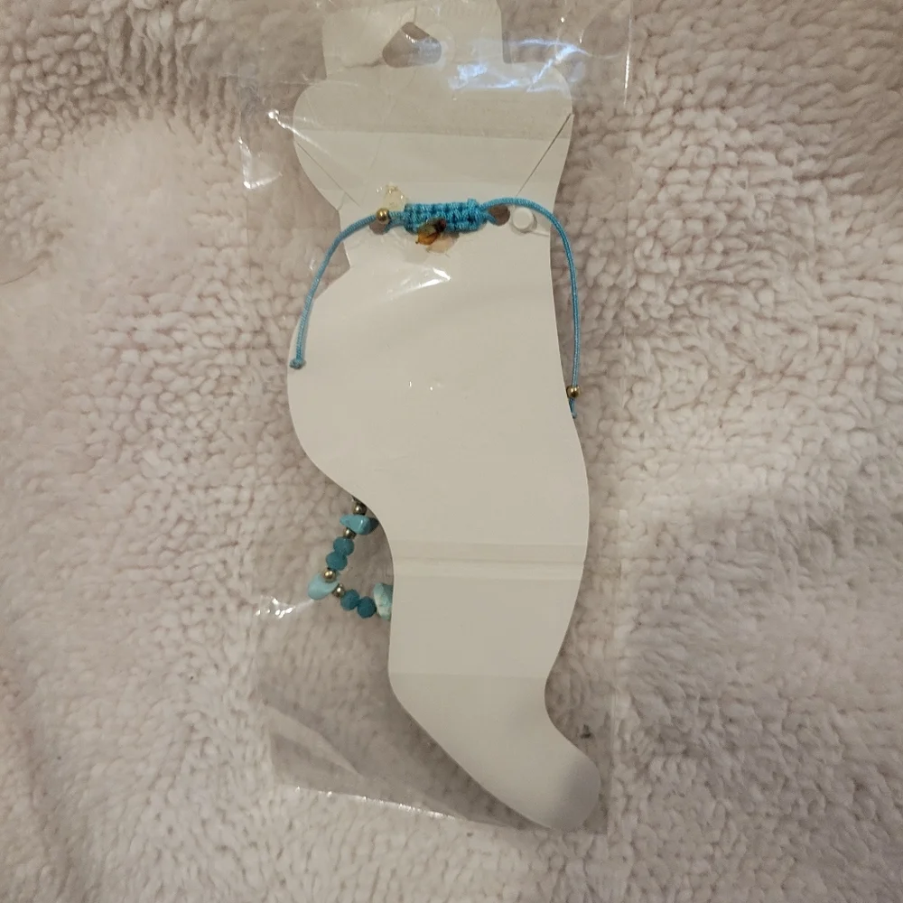 Fashion jewelry Blue and Gold ankle bracelet - Picture 3 of 5